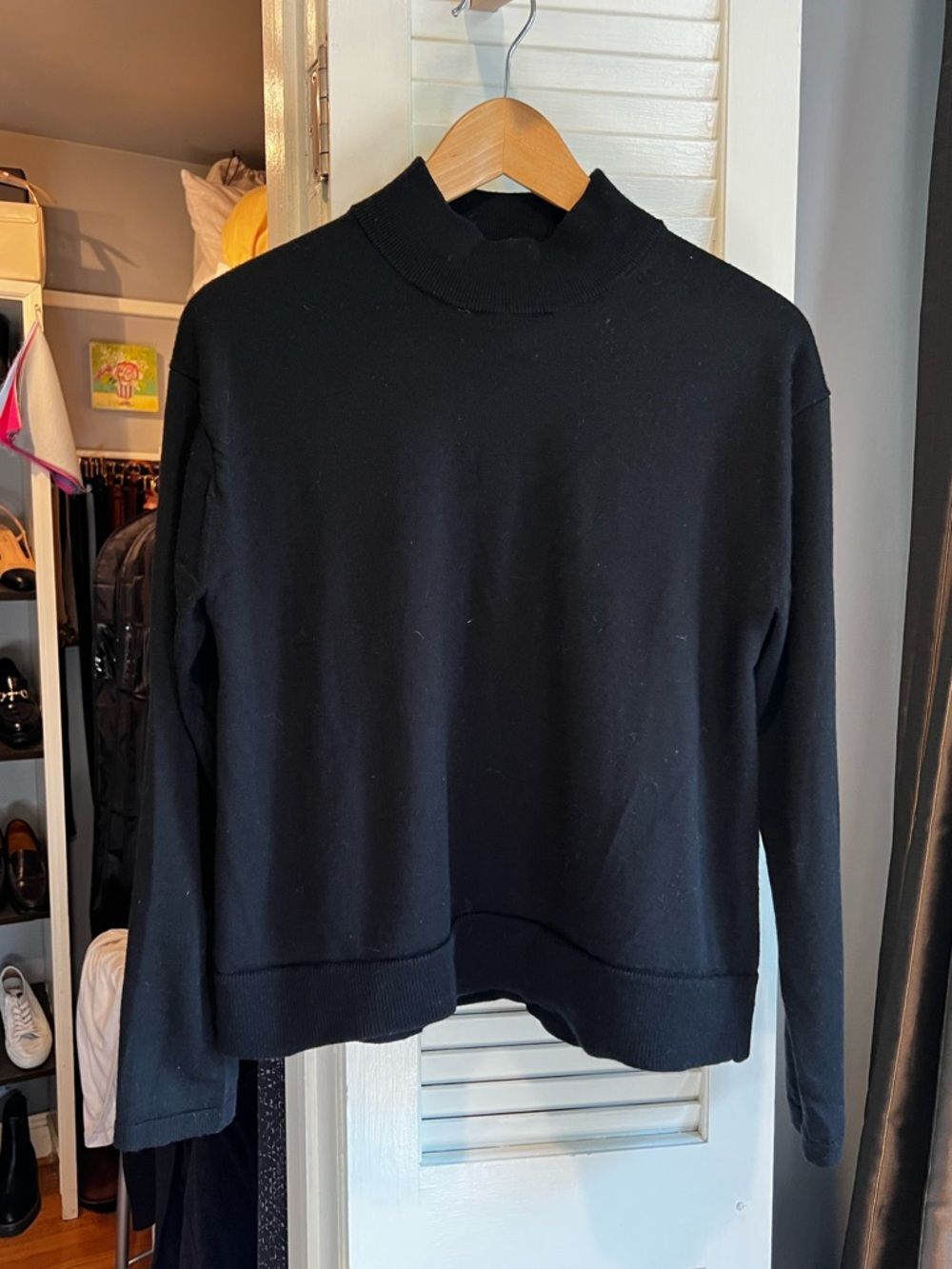 Banana Republic Black Merino Wool Mock Neck Sweater